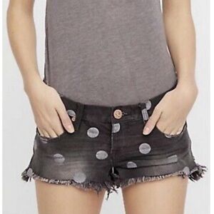 Polka Dot Denim Shorts